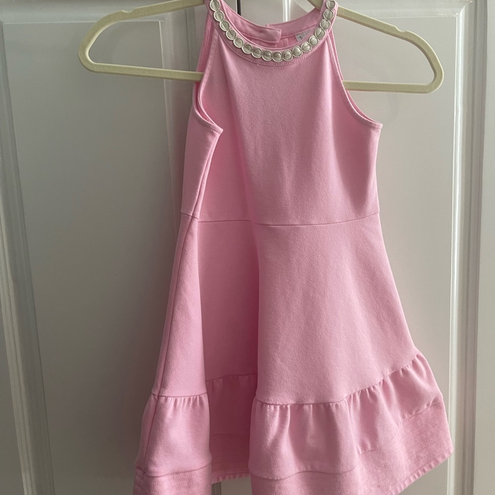 Janie and Jack Pink Oval Trim Ponte Dress — PINK